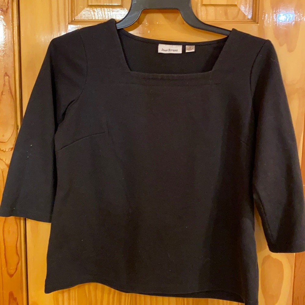 Joan Rivers 3/4 sleeve black top S